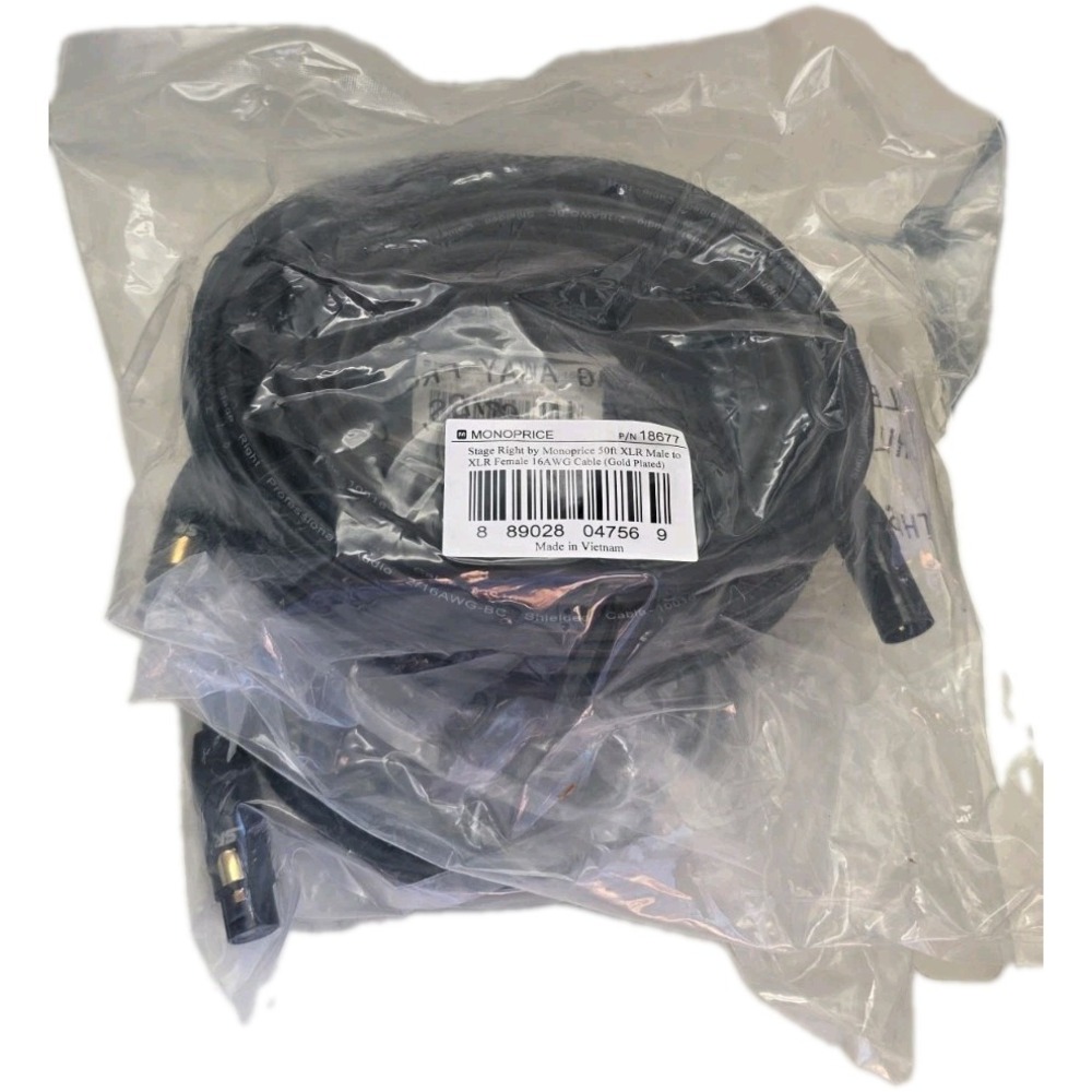 1 Monoprice - 18677 - Stage Right by Monoprice 50ft XLR Male to XLR Female 16AWG